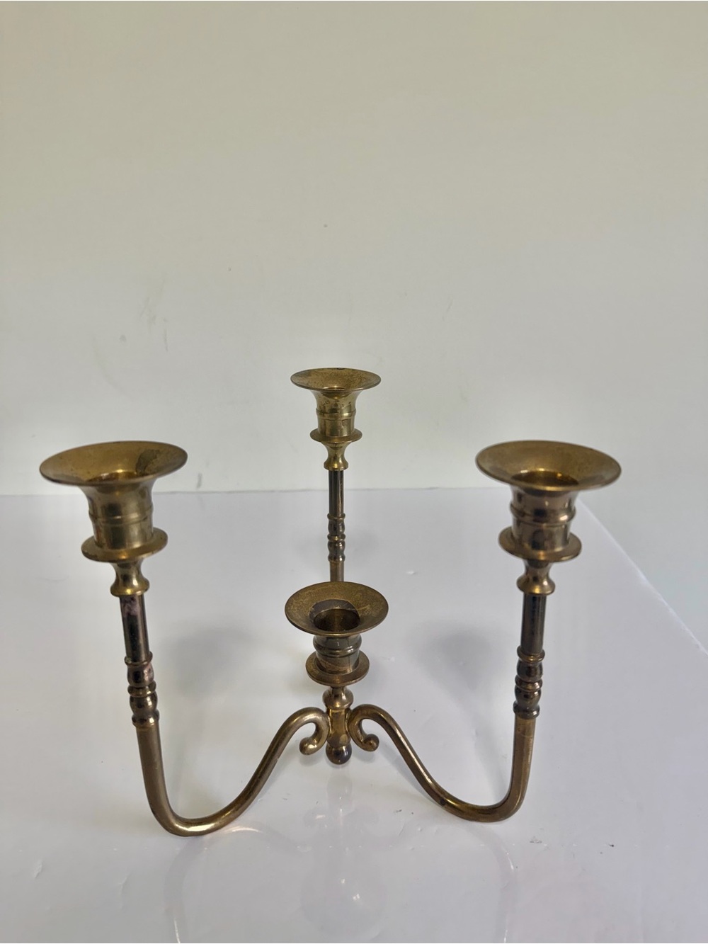 Vintage Teleflora Solid Brass 3-Arm Candelabra